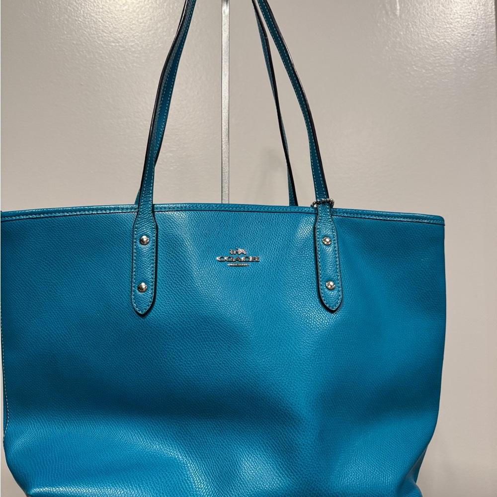 Coach Teal Leather Tote Bag